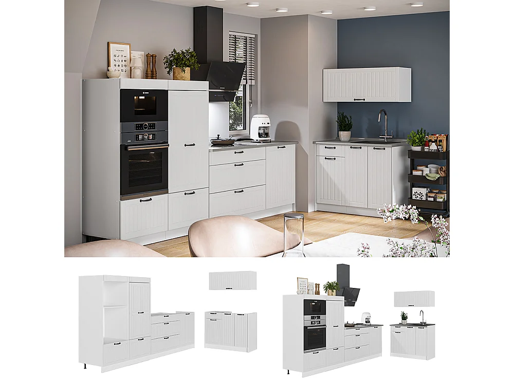 Kök vitt hus på landet/vit 380x60x153.6 fame-line