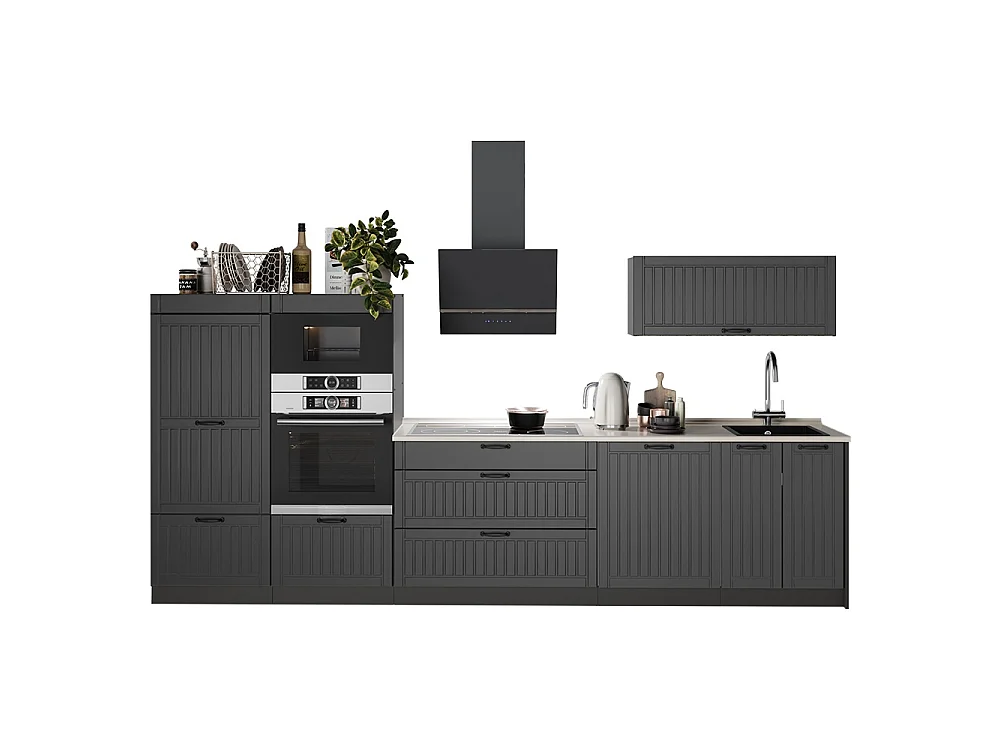 Cuisine gris foncé/anthracite 340x60x153.6 fame-line