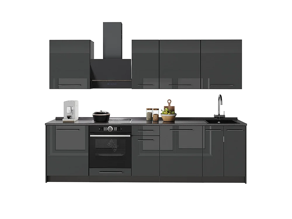Cuisine anthracite haute brillance/anthracite 280x60x82 fame-line