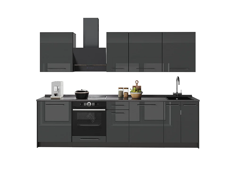 Cuisine anthracite haute brillance/anthracite 280x51.6x82 fame-line