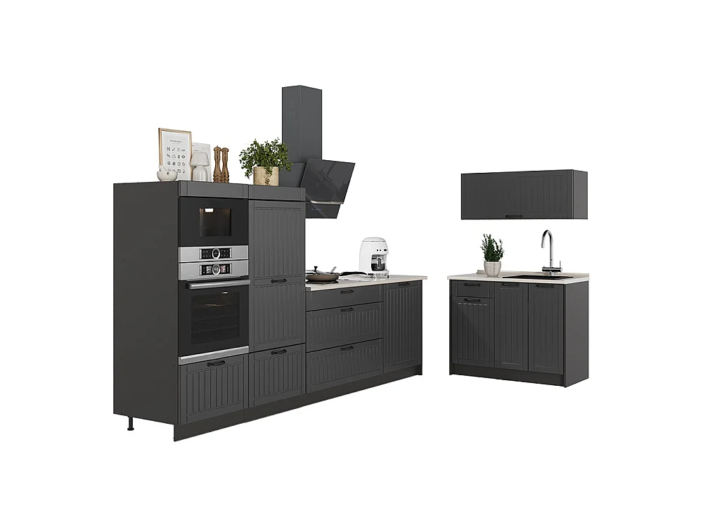 Cuisine gris foncé/anthracite 380x60x153.6 fame-line