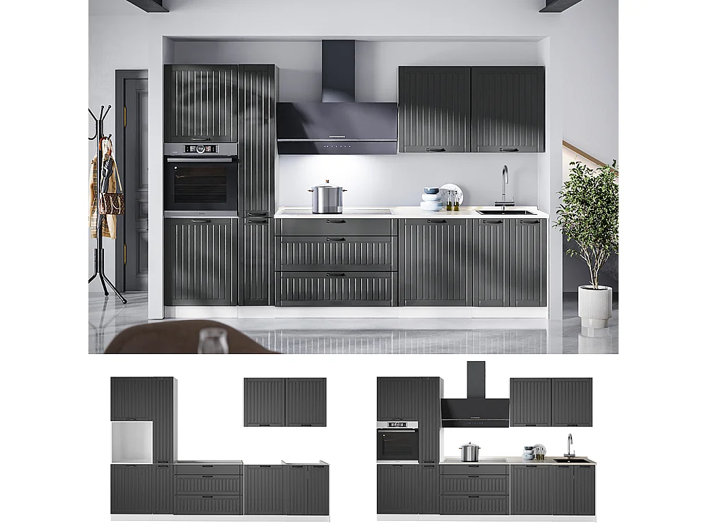 Cuisine gris foncé/blanc 310x60x206.8 fame-line