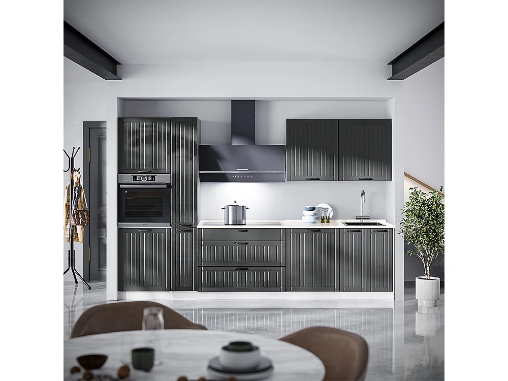 Cuisine gris foncé/blanc 310x60x206.8 fame-line