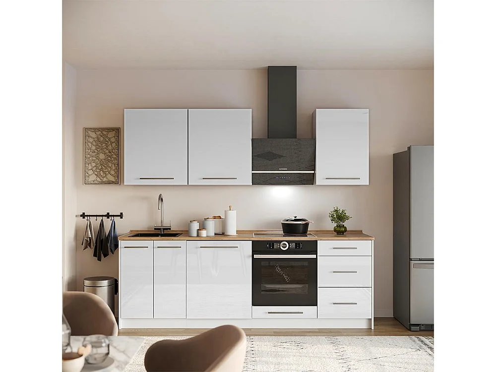 Kitchen base cabinet white high gloss/white 60x60x82 fame-line