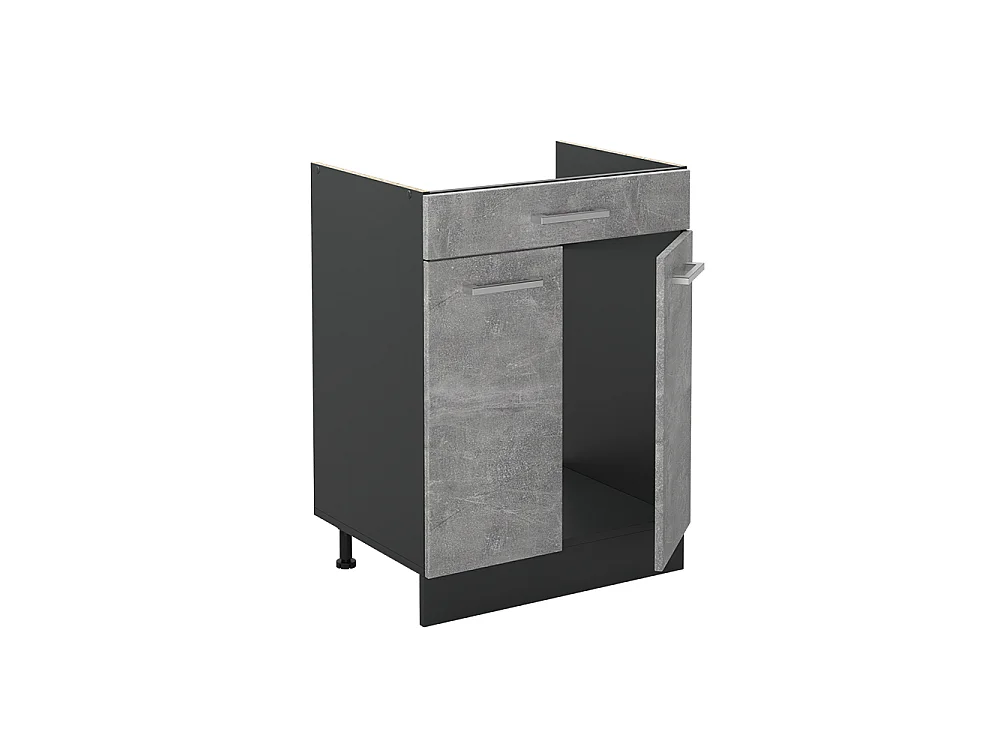 Kitchen base cabinet concrete/anthracite 60x60x81.6 r-line