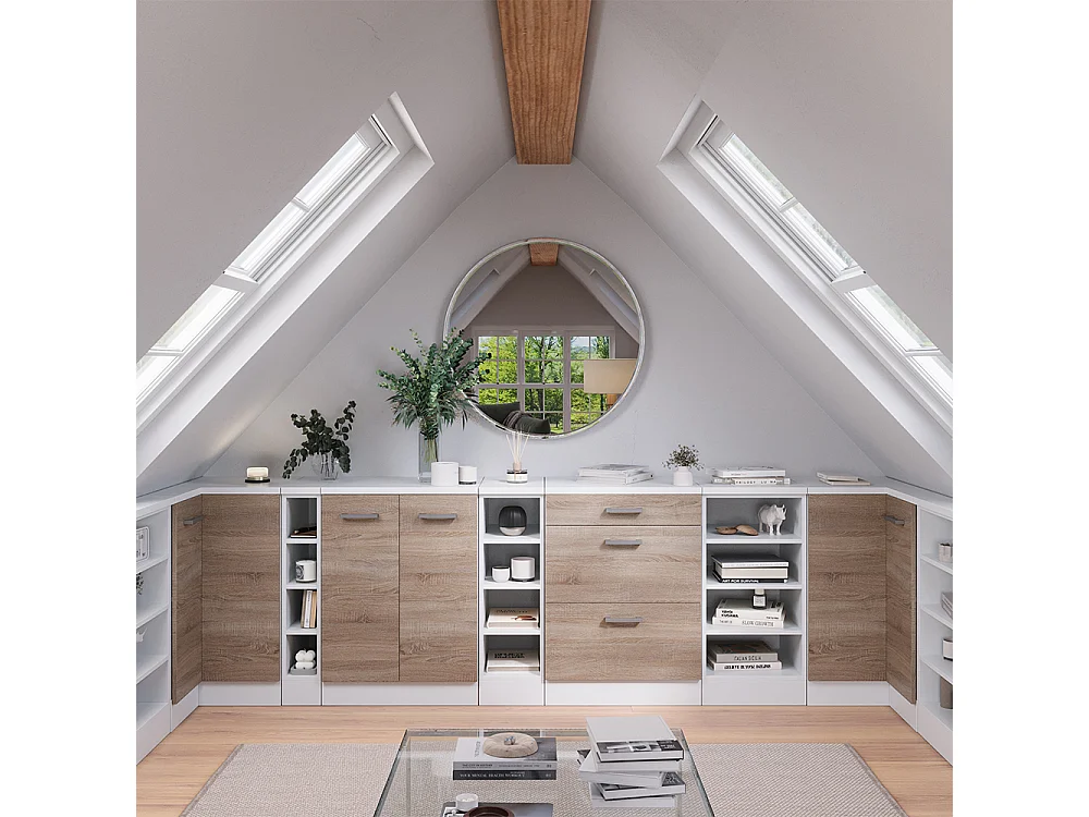 Kitchen cabinet for sloping roofs white/white 40x46x83.8 r-line