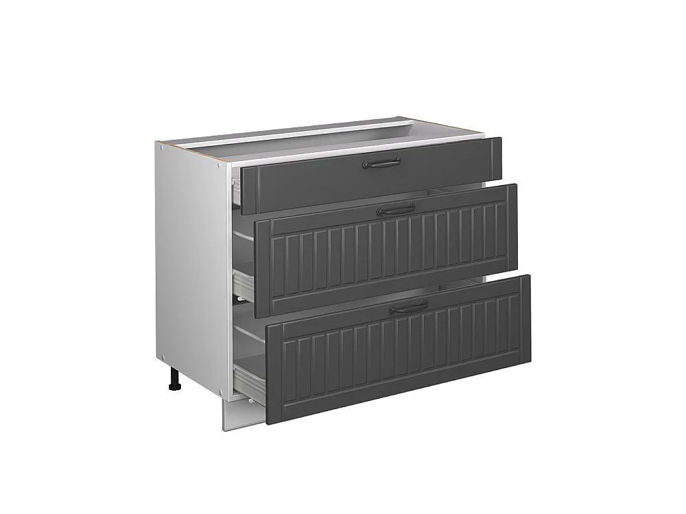 Kitchen base cabinet dark grey/white 100x60x82 fame-line