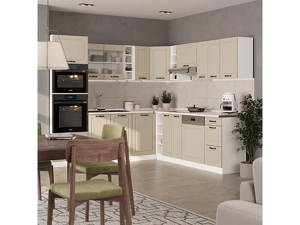 Kitchen base cabinet sand Shaker Style/white 60x60x81.6 r-line