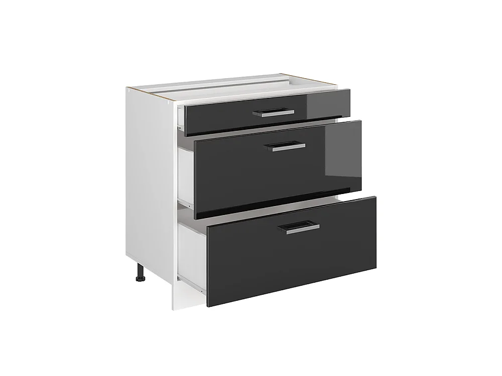 Kitchen base cabinet anthracite high gloss/white 80x60x81.6 r-line