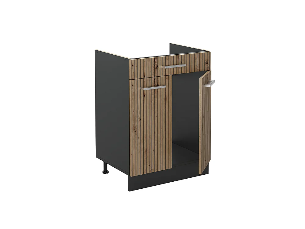 Kitchen base cabinet artisan oak/anthracite 60x60x81.6 r-line