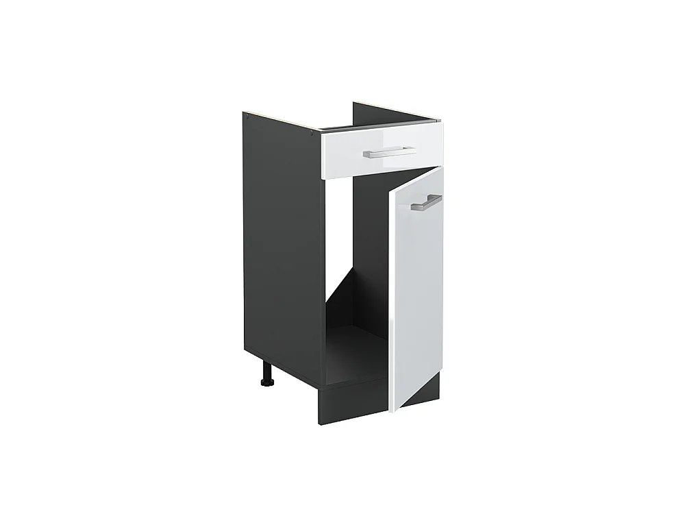 Kitchen base cabinet white high gloss/anthracite 40x60x81.6 r-line