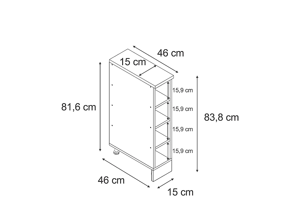 Kitchen cabinet for sloping roofs anthracite/anthracite 15x46x83.8 r-line