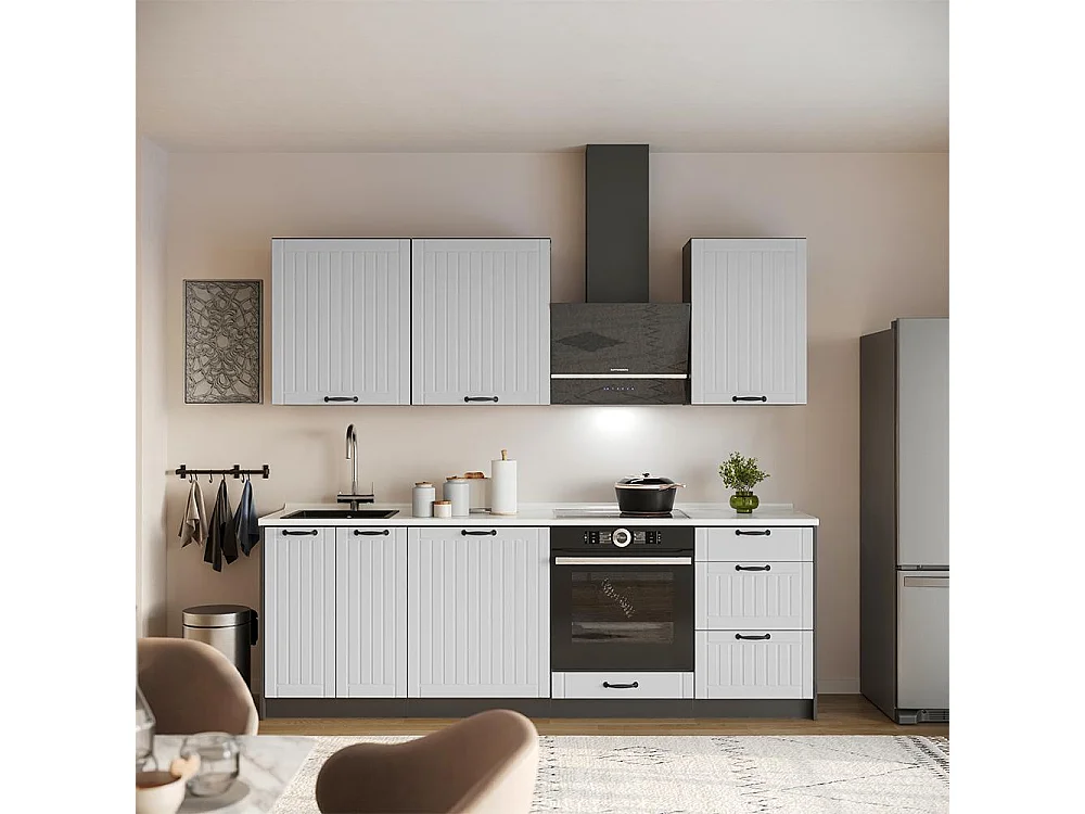 Kitchen base cabinet white Shaker Style/anthracite 60x51.6x82 fame-line