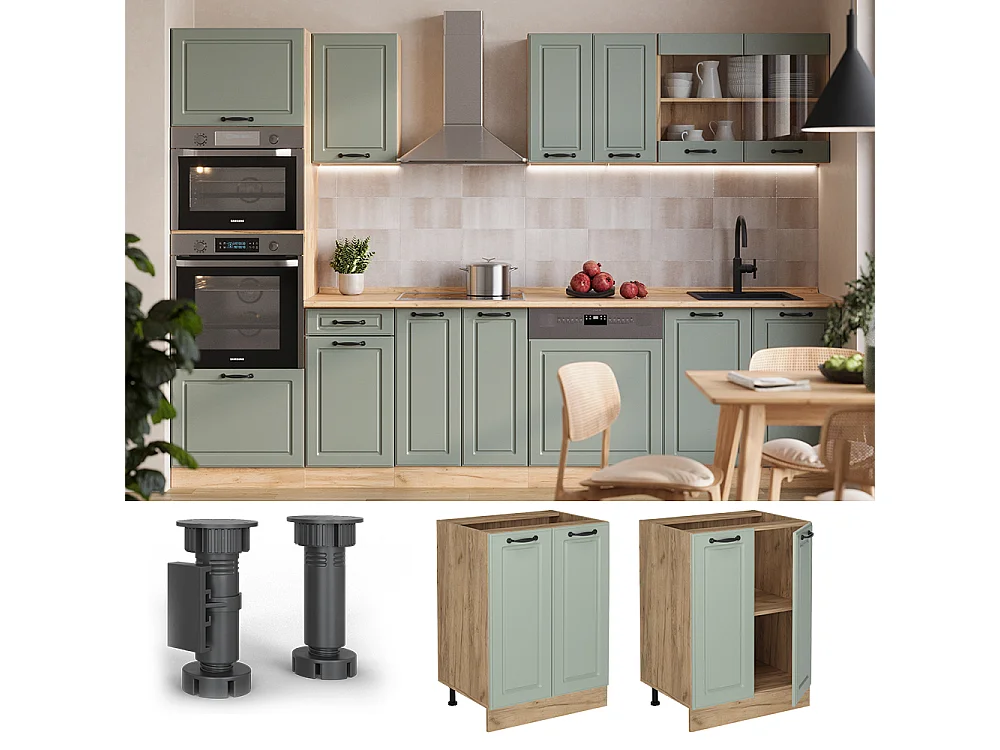 Kitchen base cabinet mint shaker style/golden oak 60x60x81.6 r-line