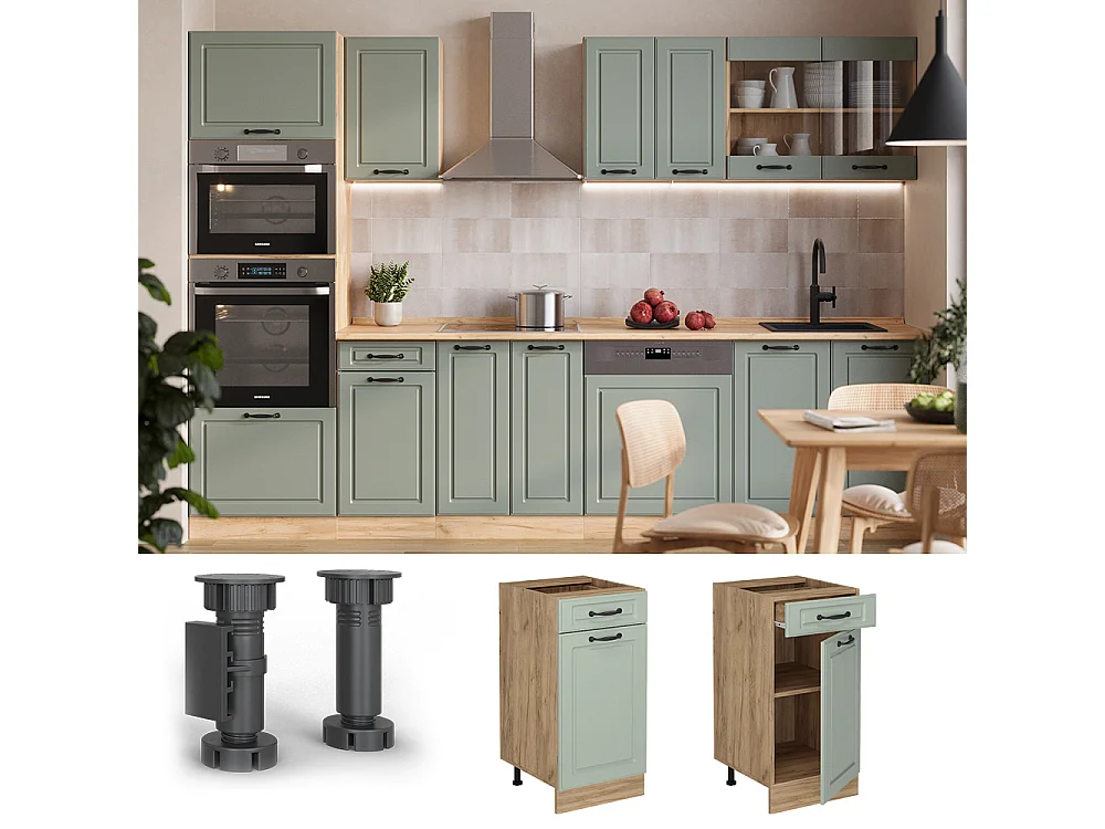 Kitchen base cabinet mint shaker style/golden oak 40x46x81.6 r-line