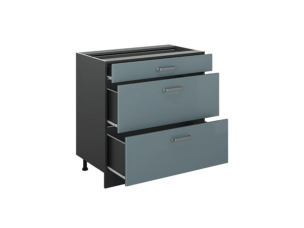 Kitchen base cabinet blue-grey/anthracite 80x60x81.6 r-line