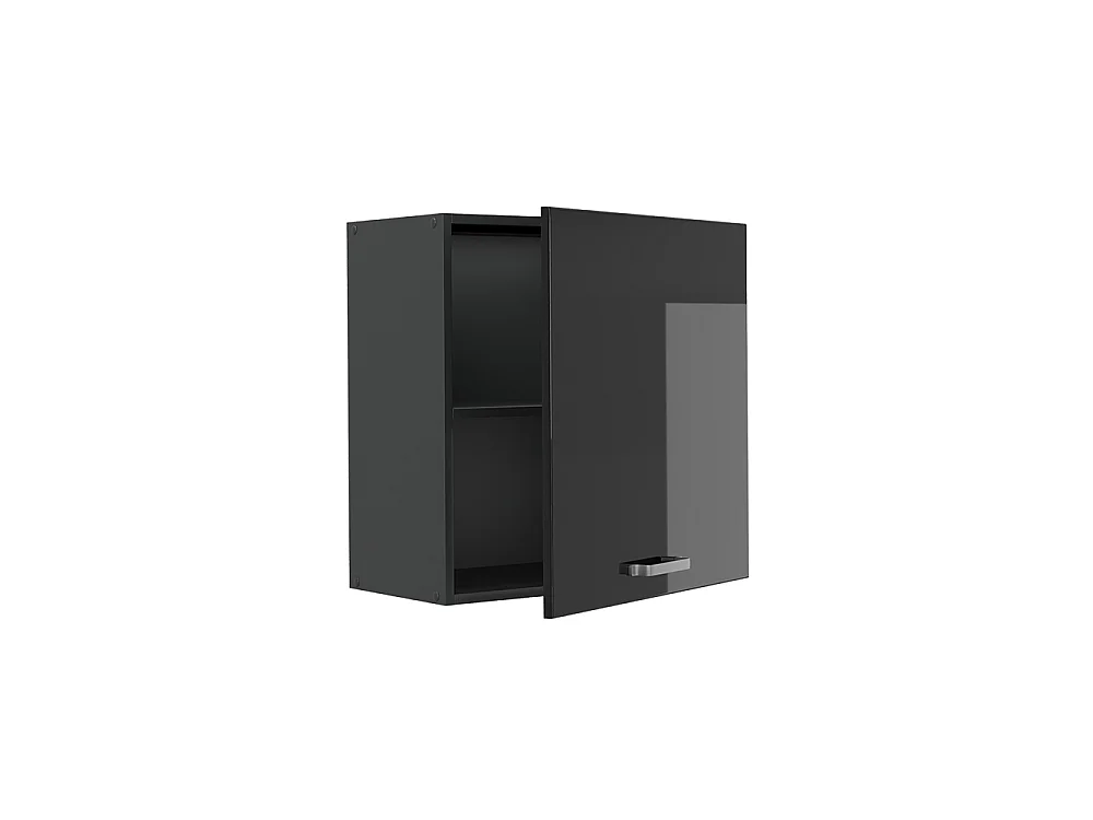 Wall cabinet black high gloss/anthracite 60x31x60 r-line