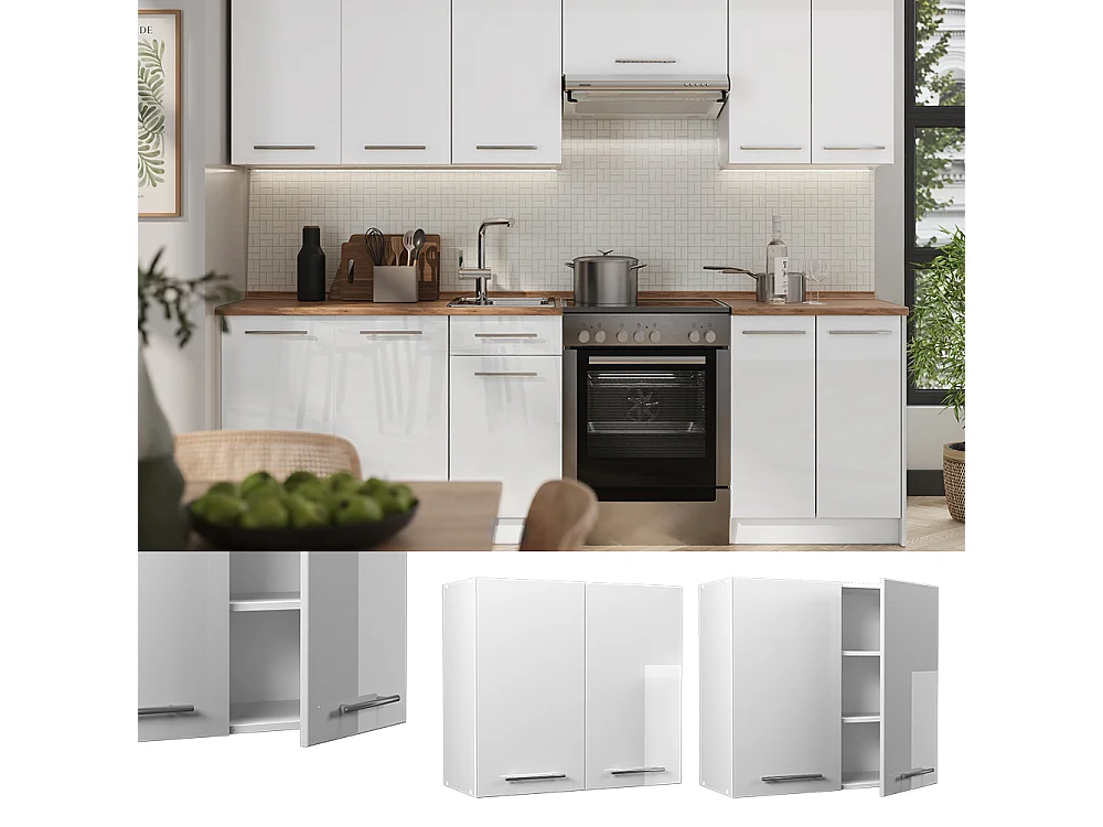 Wall cabinet white high gloss/white 80x34.1x72 fame-line