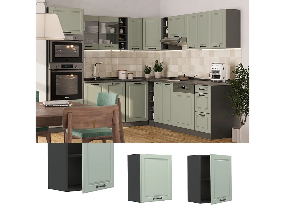 Wall cabinet mint shaker style/anthracite 50x31x60 r-line