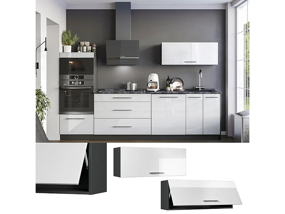 Wall cabinet white high gloss/anthracite 100x34.1x40 fame-line