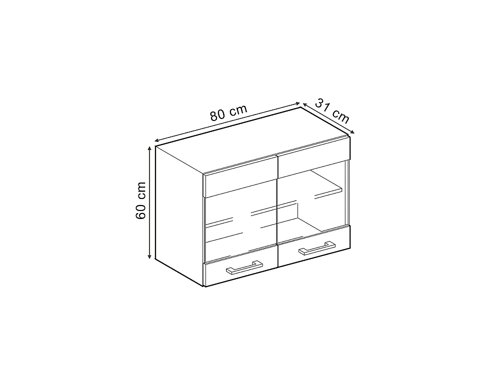 Glass kitchen cabinet sand Shaker Style/anthracite 80x31x60 r-line