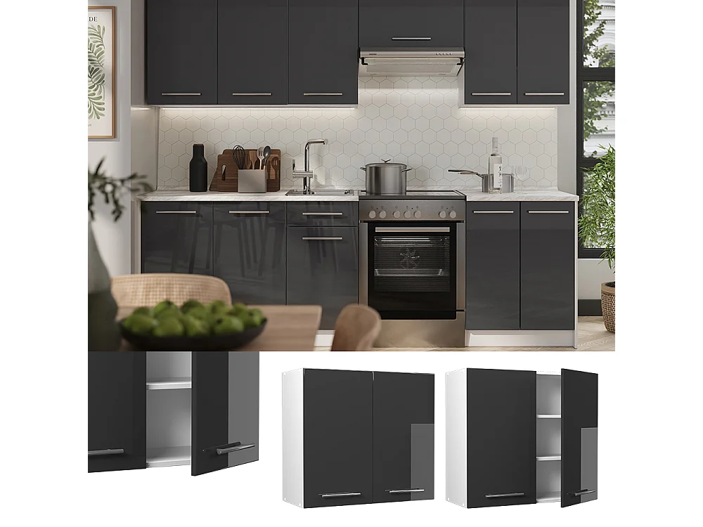 Wall cabinet anthracite high gloss/white 80x34.1x72 fame-line