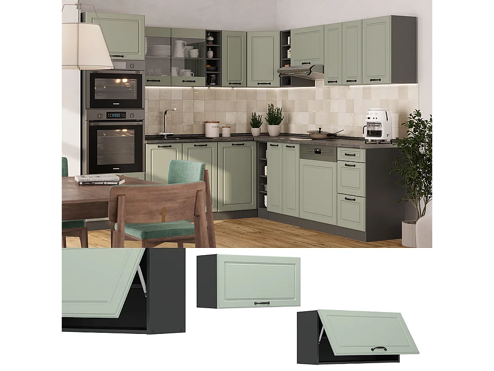 Wall cabinet mint shaker style/anthracite 80x31x40 r-line