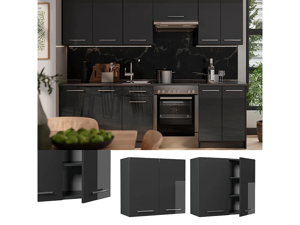 Wall cabinet anthracite high gloss/anthracite 80x34.1x72 fame-line