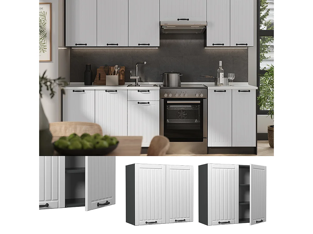 Wall cabinet white high gloss/anthracite 80x34.1x72 fame-line