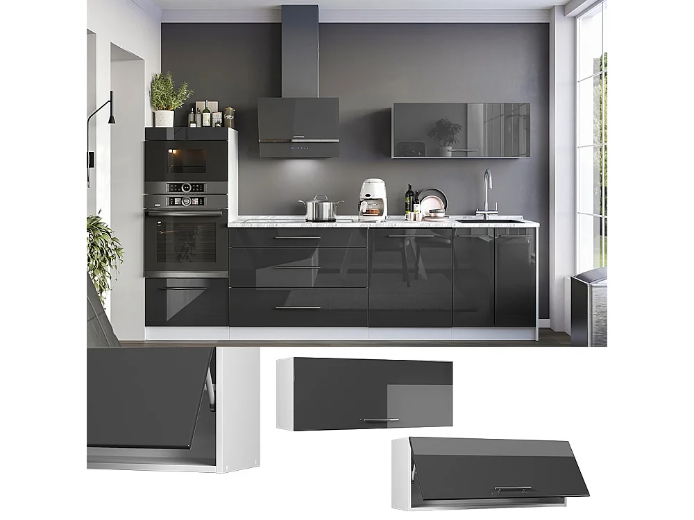 Wall cabinet anthracite high gloss/white 100x34.1x40 fame-line