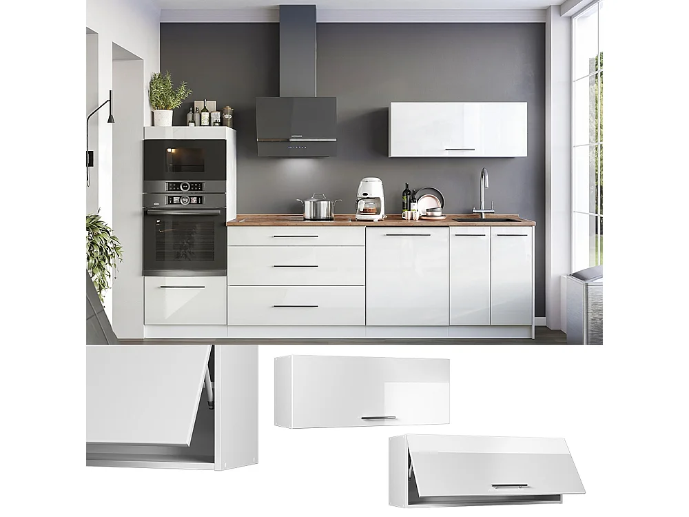Wall cabinet white high gloss/white 100x34.1x40 fame-line