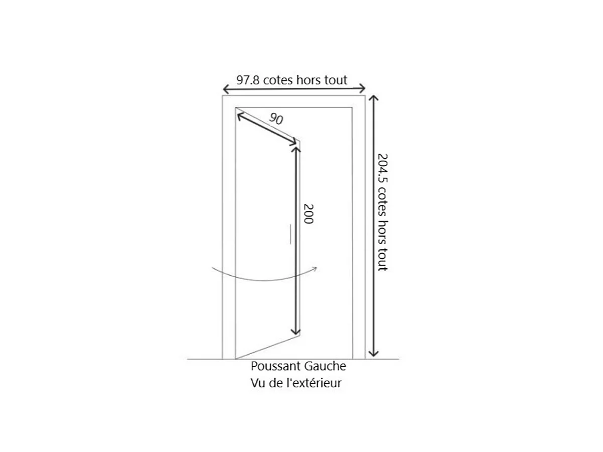 Puerta de entrada de madera con cristal Santiago Gris Quartz, H.200 x L.90 cm, lado de la tabla, izquierda, pomo, cilindro, GD MENUISERIES sin manilla