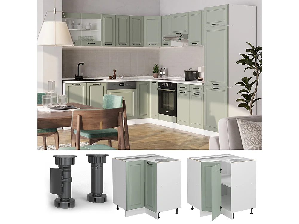 Corner cabinet mint Shaker Style/white 75.6x46x81.6 r-line