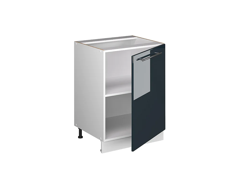 Kitchen base cabinet dark blue high gloss/white 60x60x82 fame-line