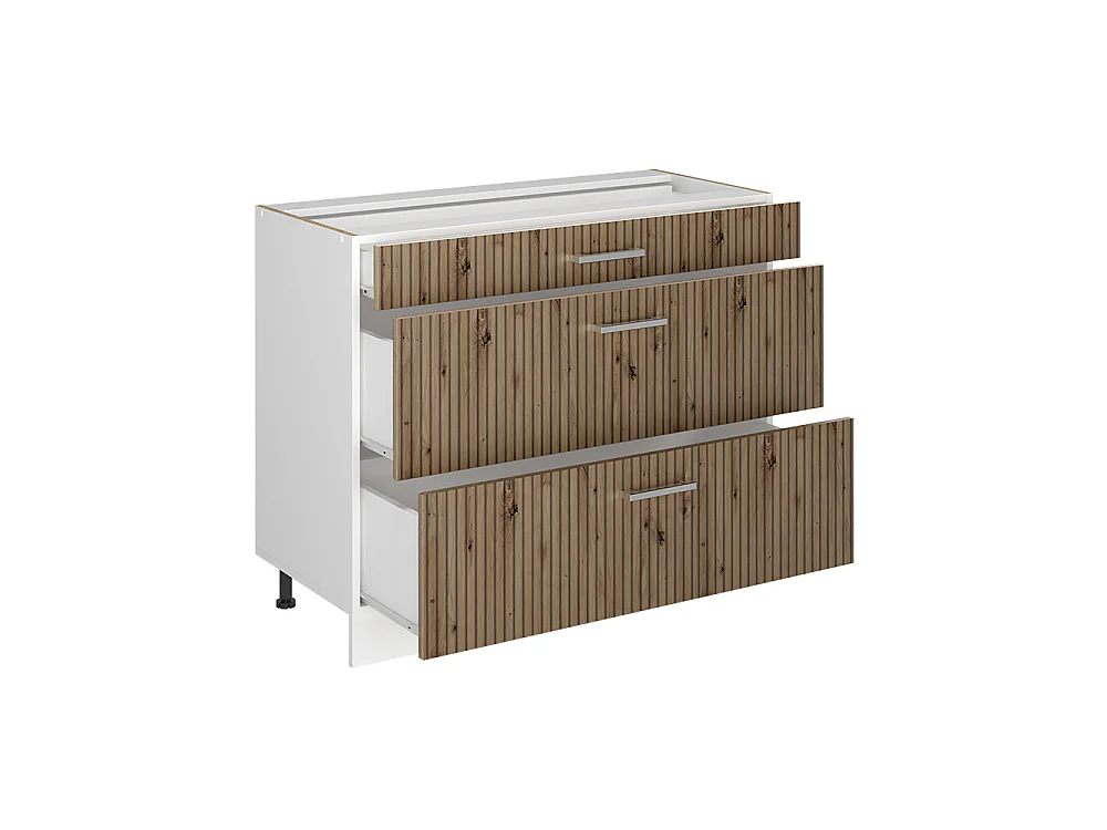 Kitchen base cabinet artisan oak/white 100x60x81.6 r-line