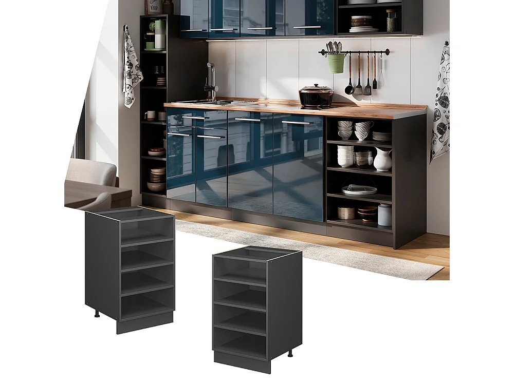 Kitchen shelf anthracite 50x60x82 fame-line