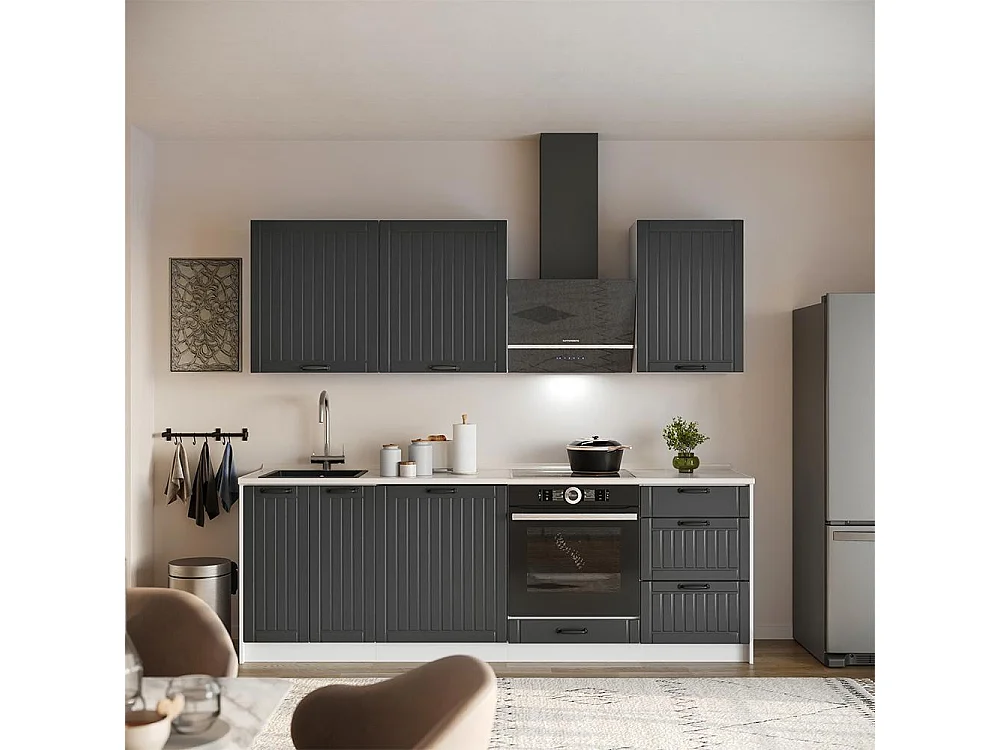 Kitchen base cabinet dark grey/white 60x60x82 fame-line