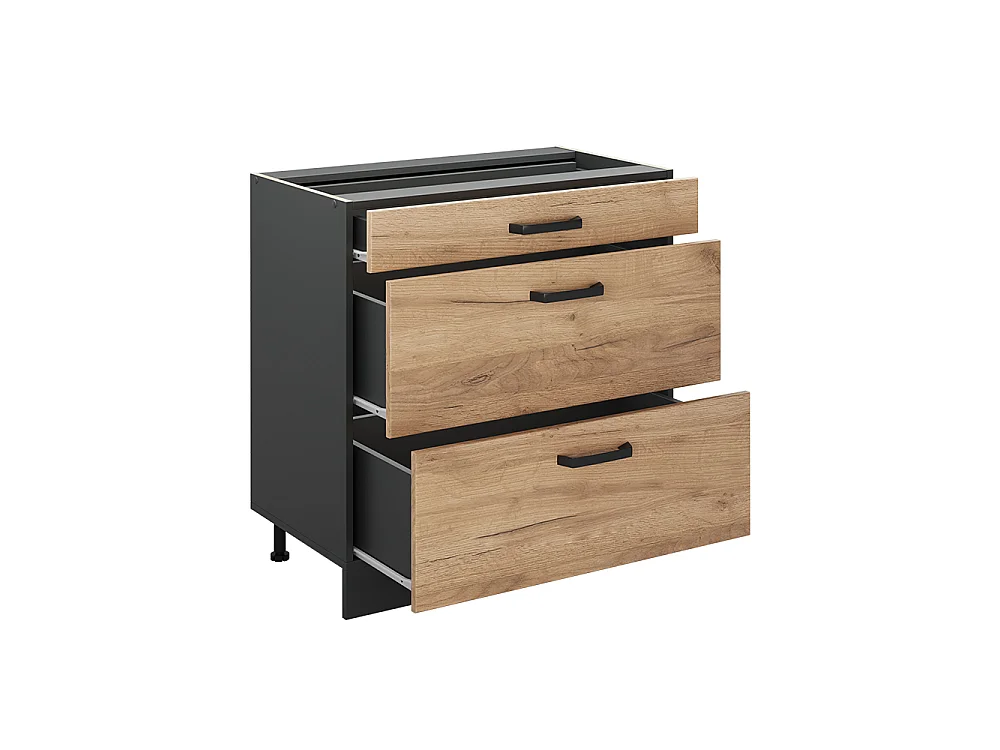 Kitchen base cabinet goldkraft oak/anthracite 80x60x81.6 r-line