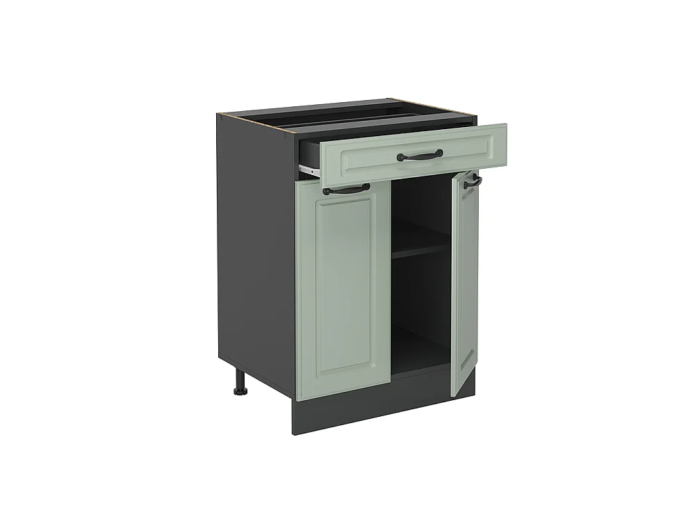 Kitchen base cabinet mint shaker style/anthracite 60x60x81.6 r-line