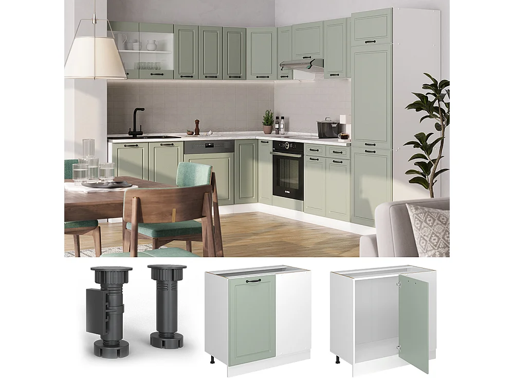 Corner cabinet mint Shaker Style/white 86x60x81.6 r-line