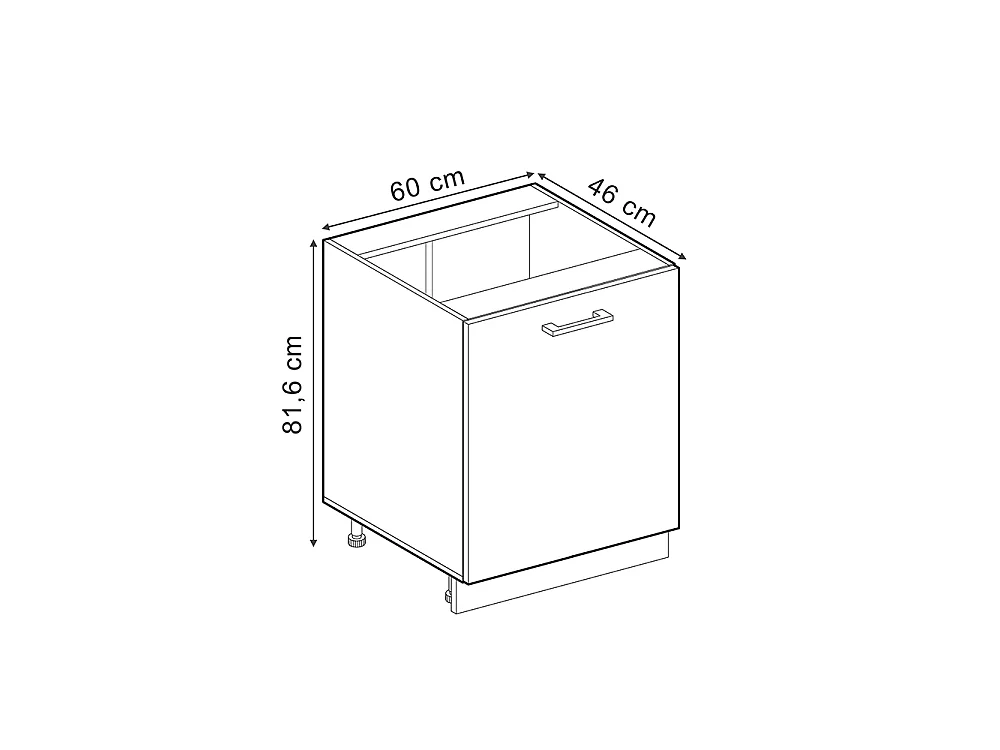 Kitchen base cabinet sand Shaker Style/white 60x60x81.6 r-line