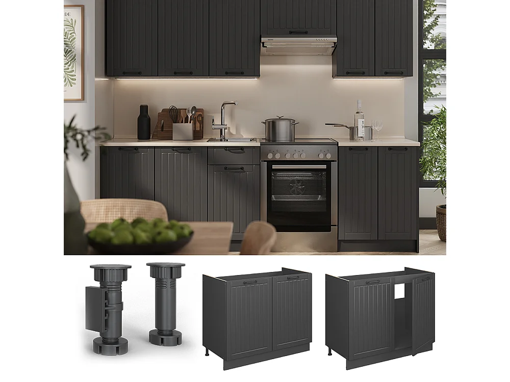 Sink base cabinet dark grey/anthracite 100x60x82 fame-line