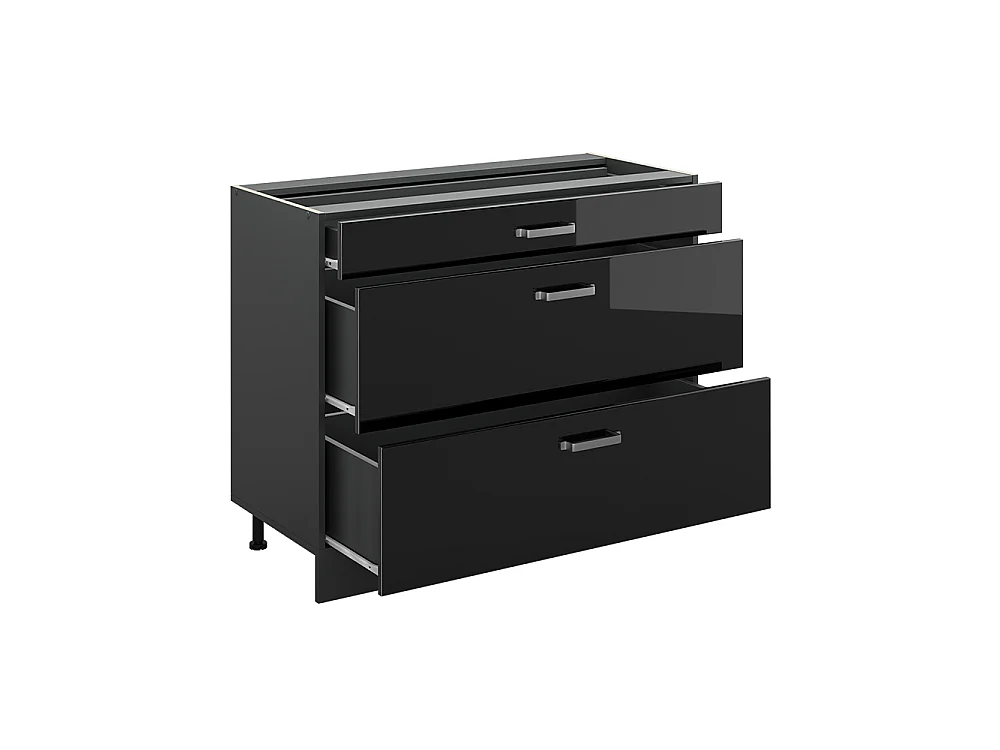 Köksunderskåp svart högblank/antracit 100x60x81.6 r-line