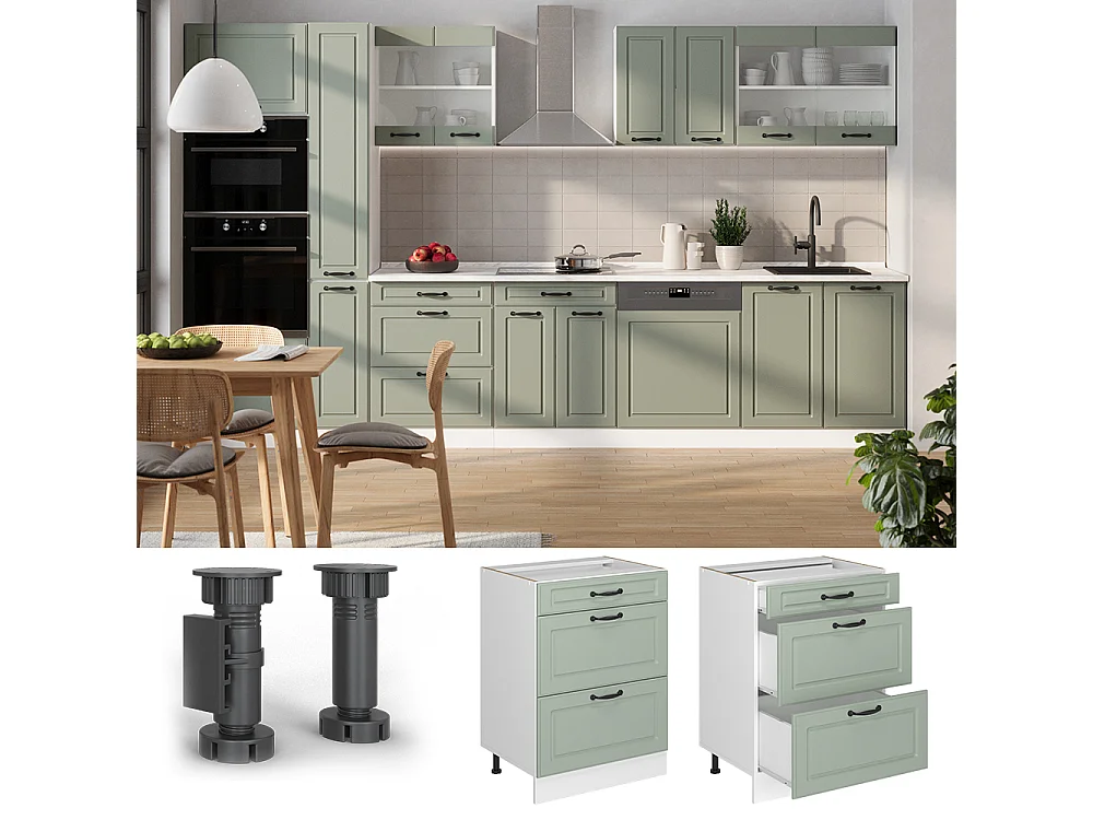 Kitchen base cabinet mint Shaker Style/white 60x46x81.6 r-line