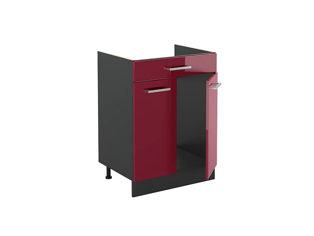 Kitchen base cabinet red high gloss/anthracite 60x60x81.6 r-line