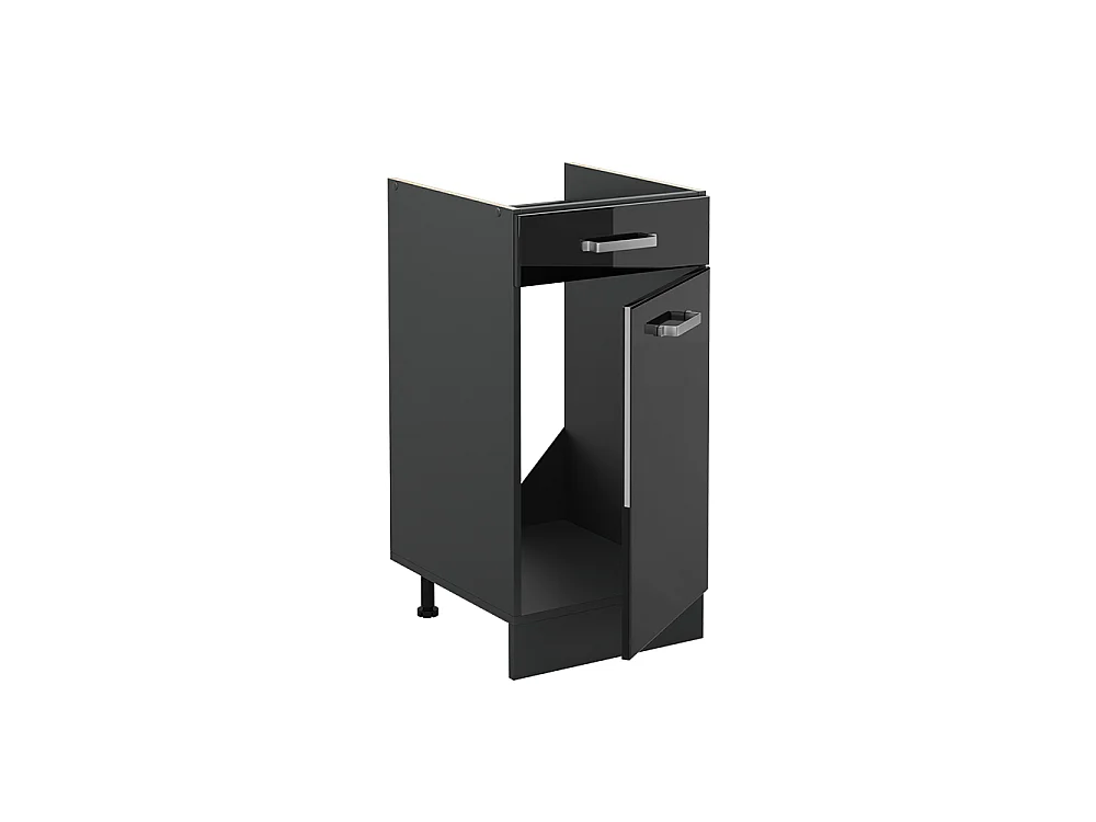 Kitchen base cabinet black high gloss/anthracite 40x46x81.6 r-line
