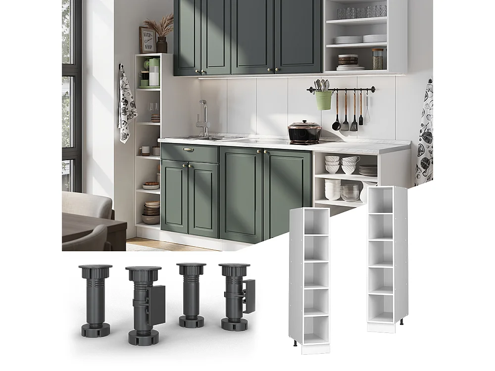 Kitchen shelf white 30x56.4x153.6 fame-line