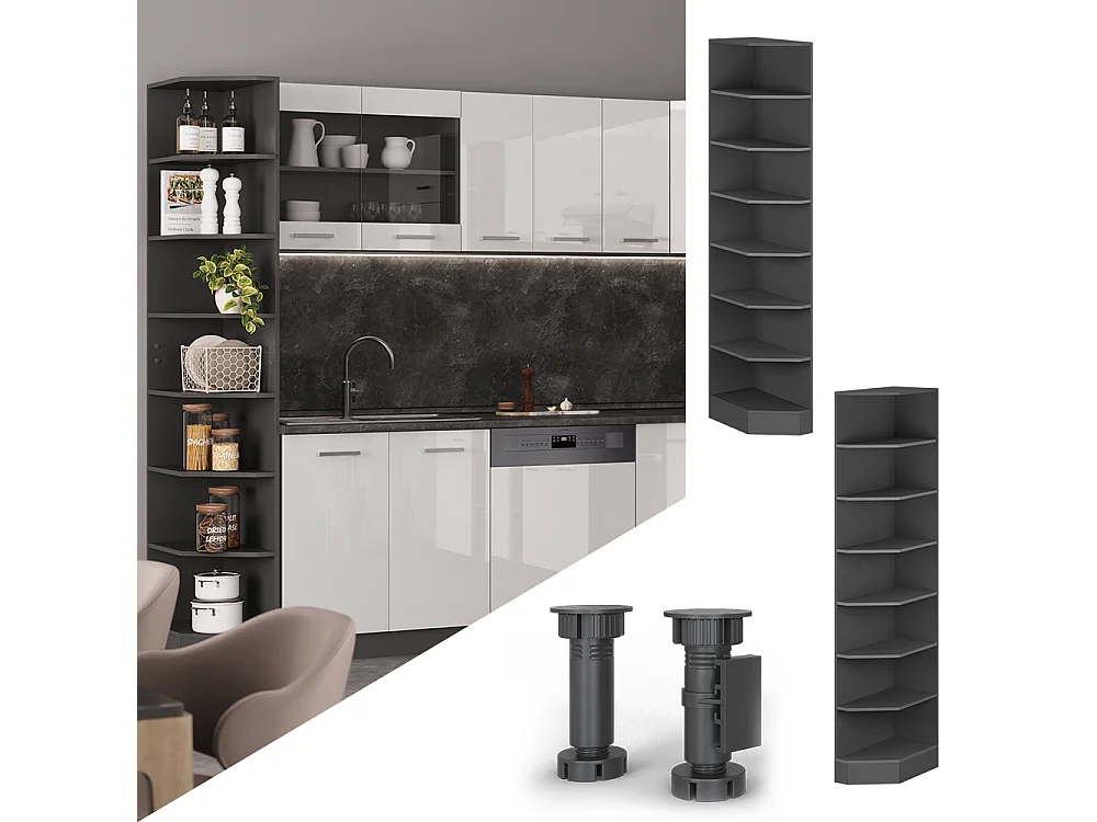 Kitchen shelf anthracite/anthracite 30x55x206.8 r-line