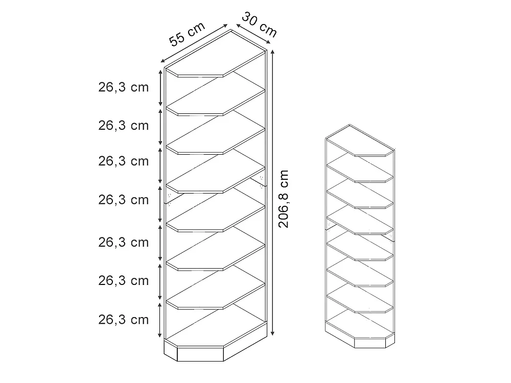 Kitchen shelf anthracite/anthracite 30x55x206.8 r-line