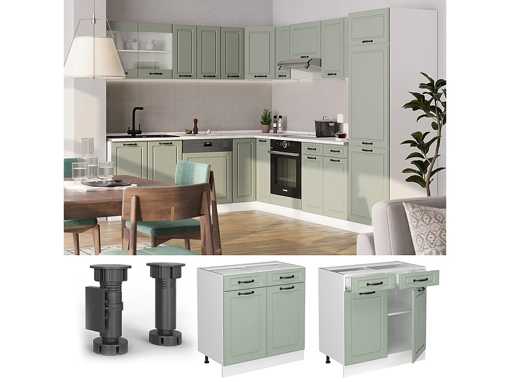 Kitchen base cabinet mint Shaker Style/white 80x46x81.6 r-line